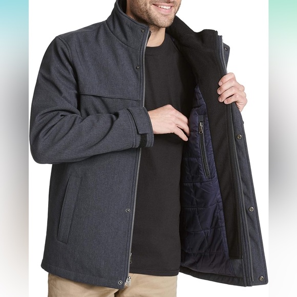 Dockers Men's Soft Shell Stand Collar Zip Front Jacket W/ Attached Fleece Bib - Picture 16 of 16